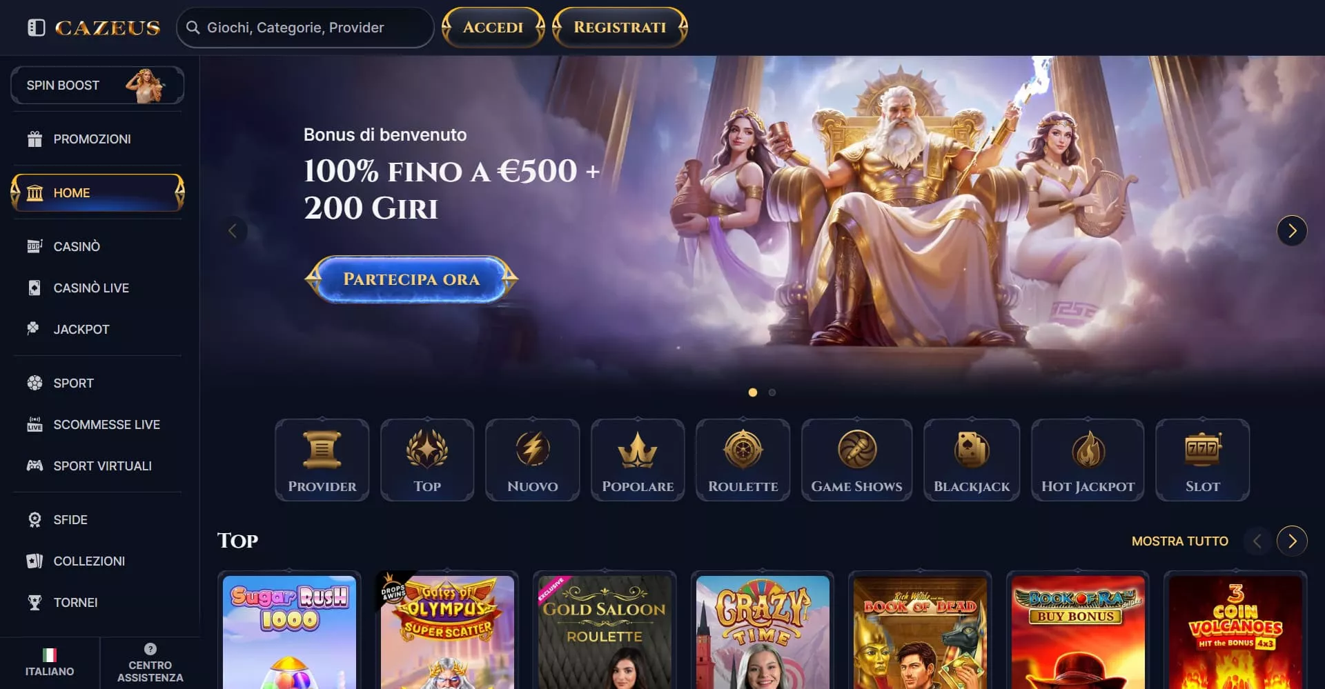 Cazeus pagina principale