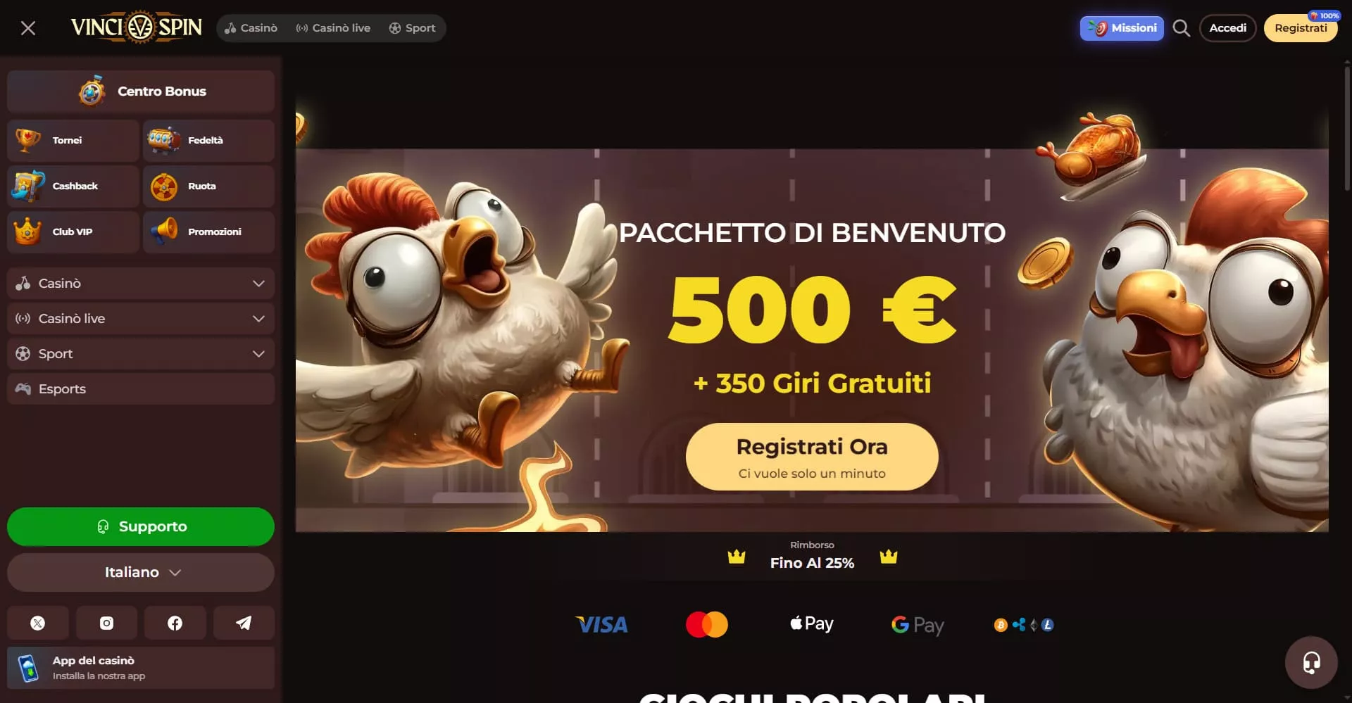 Vincispin pagina principale